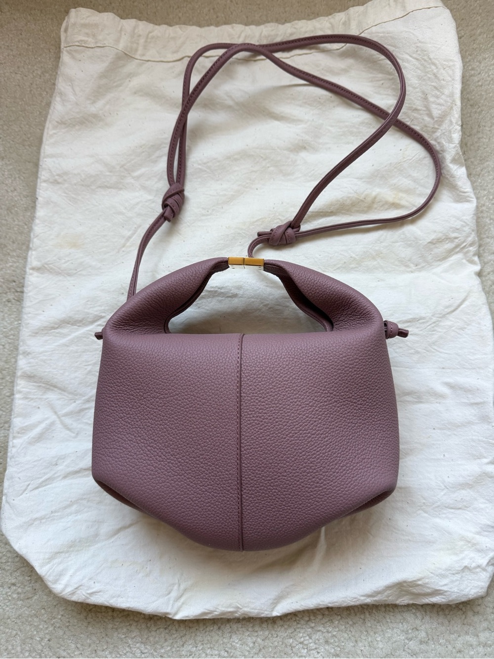 Polene Béri Leather Crossbody Bag in Textured Lilac - Women's Shoulder Purse